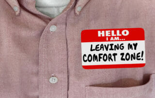 Image of a name tag saying I am leaving my comfort zone