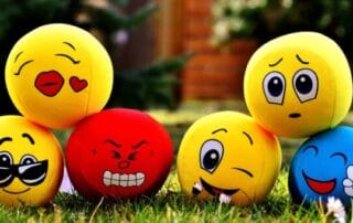 Emoji balls showing different emotions