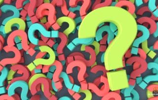 a bunch of bold colored question marks with one large lime green question mark standing out